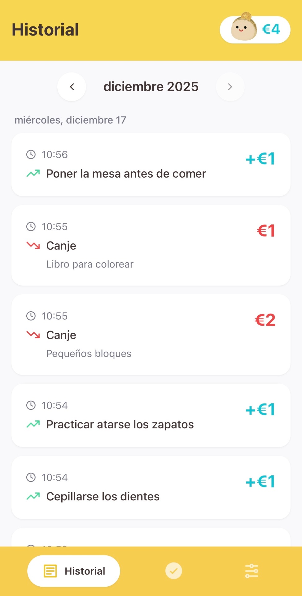 Captura del historial